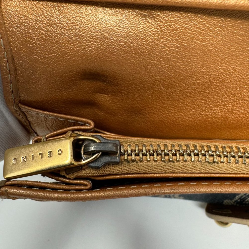💯Authentic CELINE Denim Paris Macadam Pattern Continental Wallet Indigo/Bronze - Picture 8 of 9